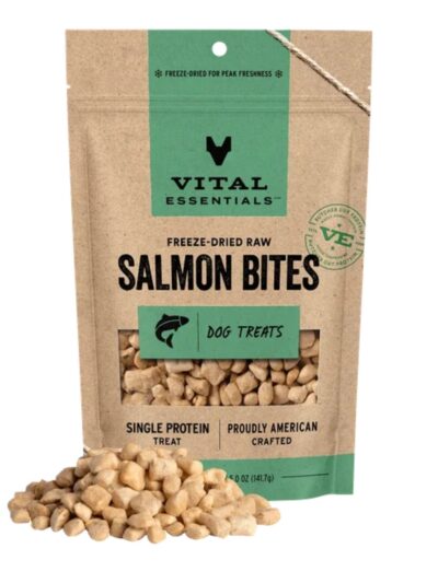 Vital Essentials Dog Freeze Dried Treat Salmon Bites 5oz.
