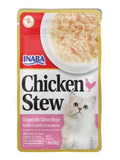 Inaba Chicken Stew Side Dish For Cats Chicken/Salmon 1.76oz. (Case of 8)
