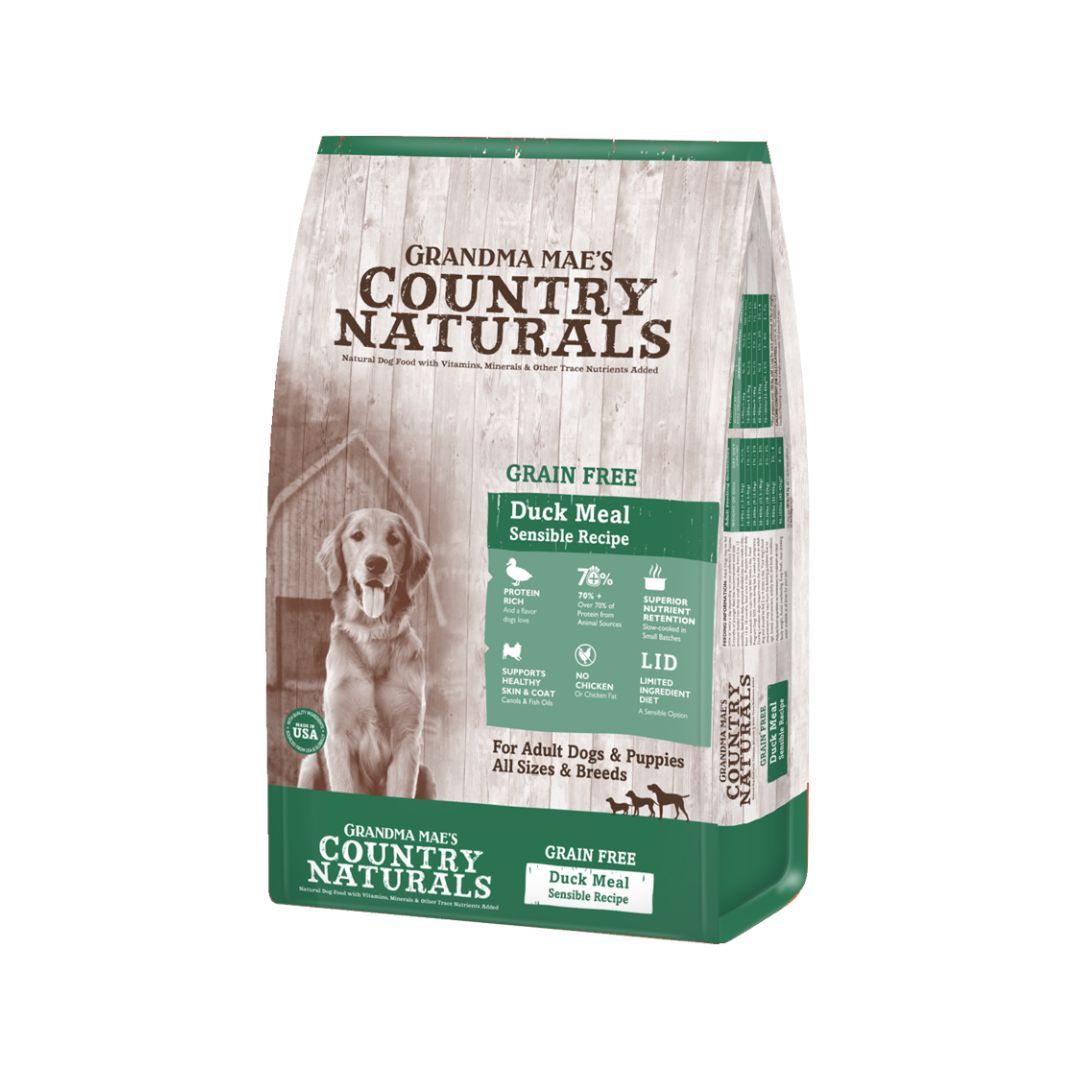 Grandma Mae's Country Naturals Grain Free LID Dry Dog Food Duck Meal Sensible 23lb
