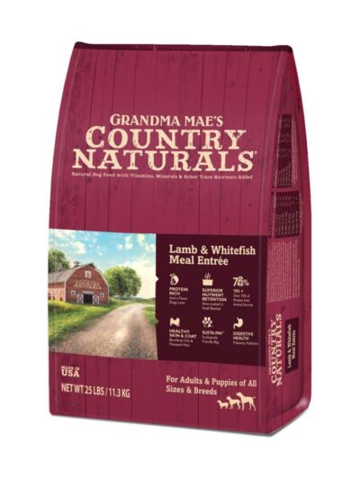 Grandma Mae's Country Naturals Dry Dog Food Lamb & Whitefish Meal 18ea/9 oz