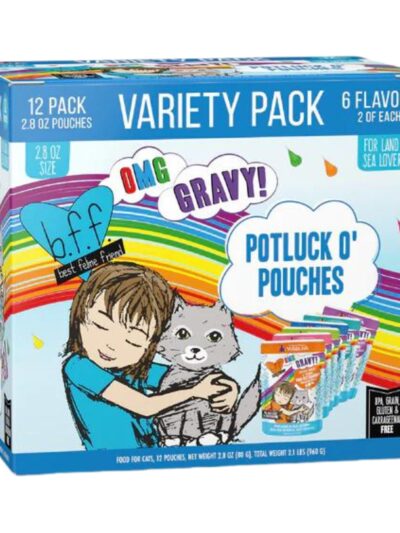BFF Cat Omg Potluck O Pouches Variety Pack. 2.8oz.(Case of 12)