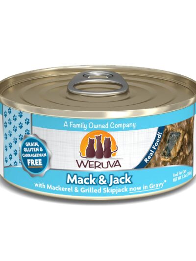 Weruva Cat Mack and Jack with Mackerel and Grilled Skipjack in Gravy 5.5oz. (Case of 24)