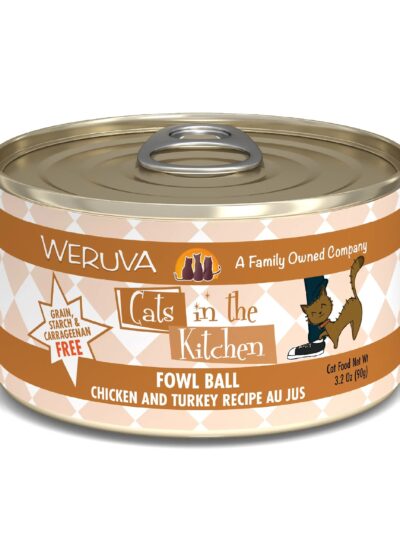Cats In The Kitchen Fowl Ball Chicken and Turkey Recipe 3.2oz. (Case of 24)