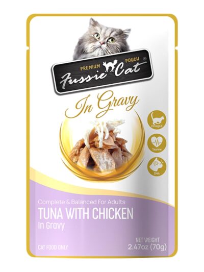 Fussie Cat Premium Tuna with Chicken in Gravy 2.47oz. Pouch