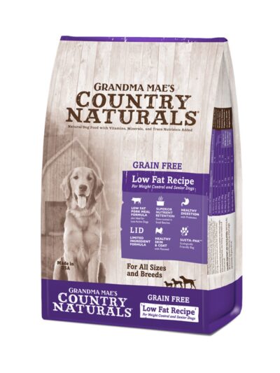 Grandma Mae's Country Naturals Grain Free Low Fat Recipe for Weight Control and Seniors Dry Dog Food Pork 4lb