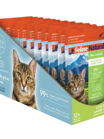 Feline Natural Cat Grain Free Chicken Lamb 3oz. Pouch 12 Pieces (Case of 12)