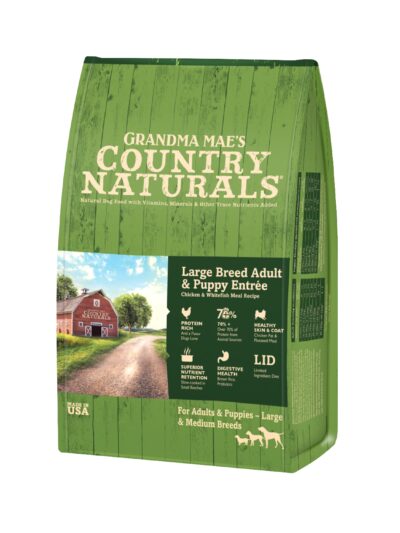 Grandma Mae's Country Naturals Large Breed Adult & Puppy EntrÃ©e Dry Dog Food Chicken & Rice 32lb