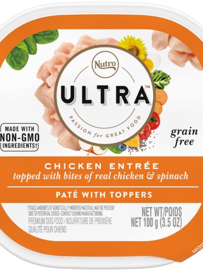 Nutro Products Ultra Grain Free Paté w/Toppers Adult Wet Dog Food Chicken Entree 3.5oz 24pk